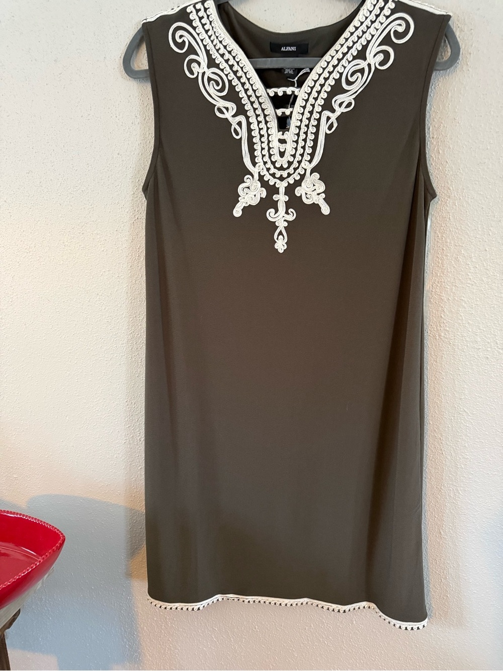 Alfani Brown Dress with White Accent